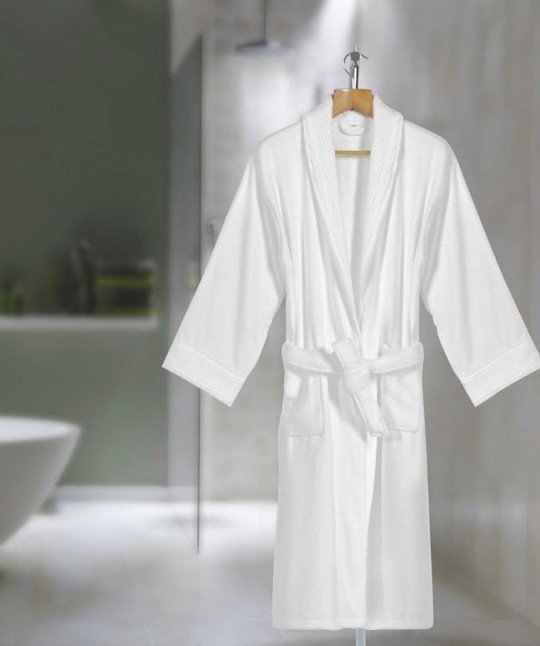 Albornoz de baño de algodón egipcio blanco, calidad hostelera
