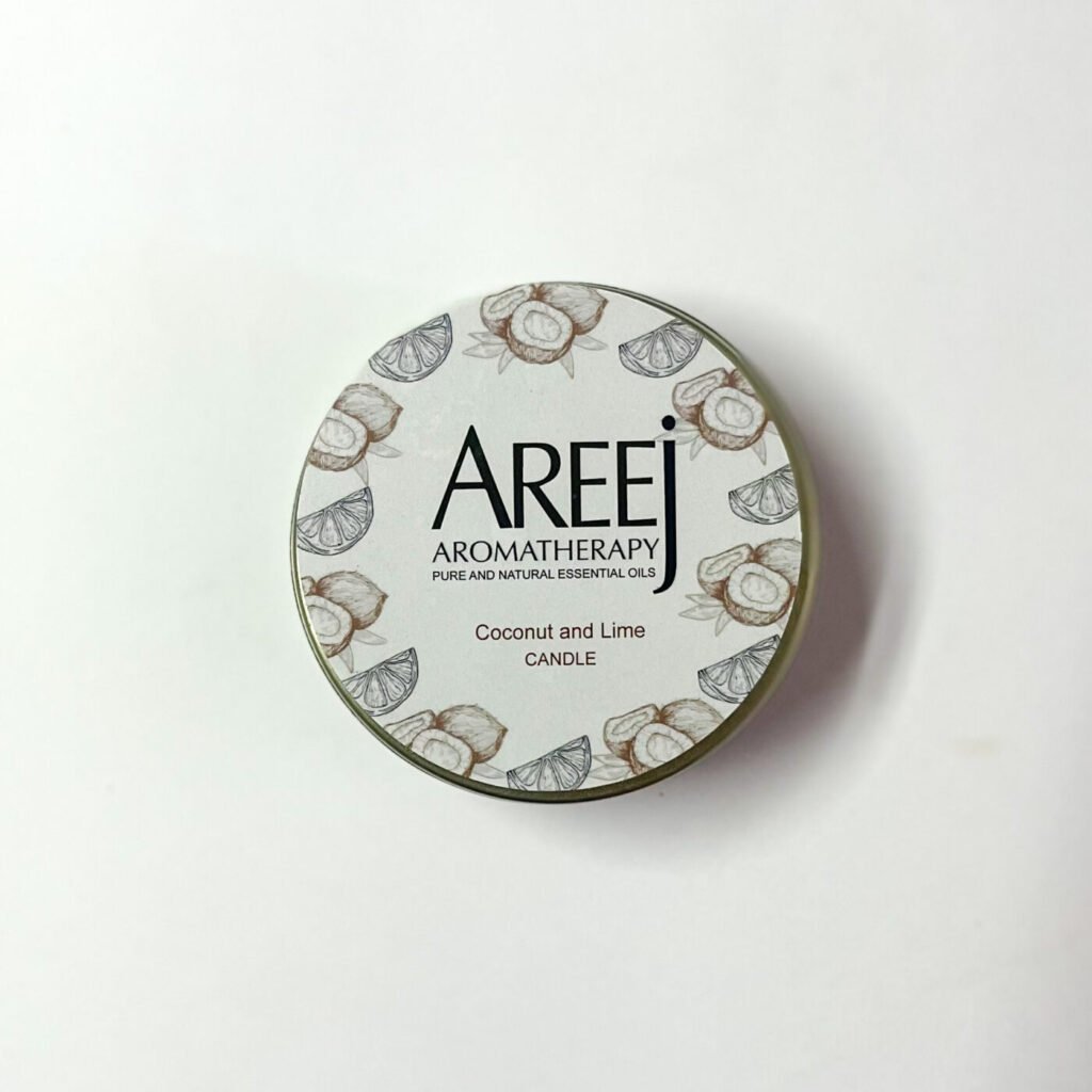 Coconut & Lime Scented Candle by Areej Aromatherapy