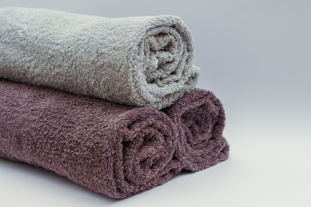 Rolled bathroom towels