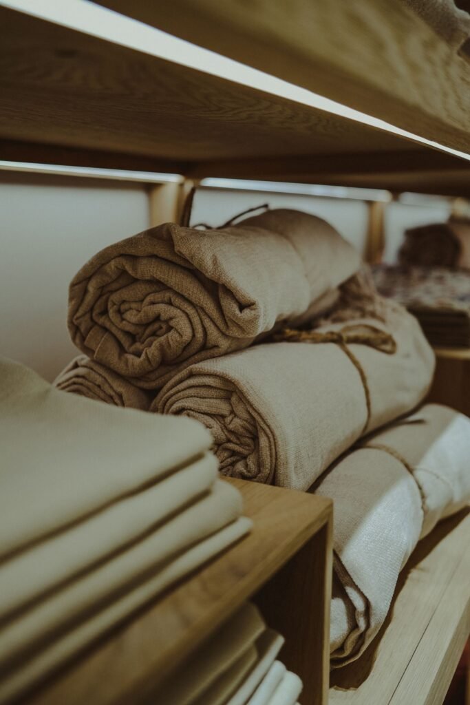 Stack of rolled cotton towels
