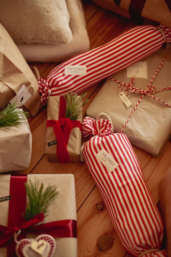 Cosy wrapped Christmas presents
