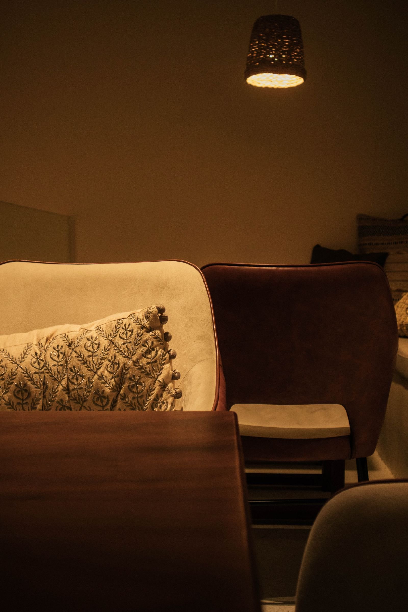 Barcelona Embroidered Cushion Cover in use | KEMET