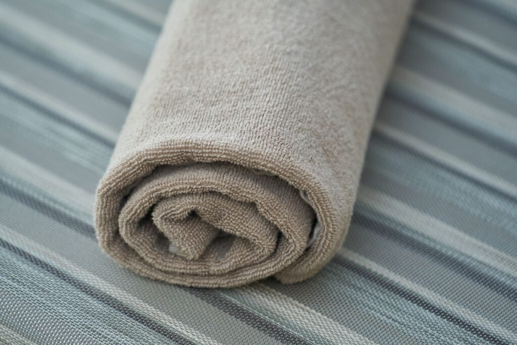 Soft beige cotton face towel