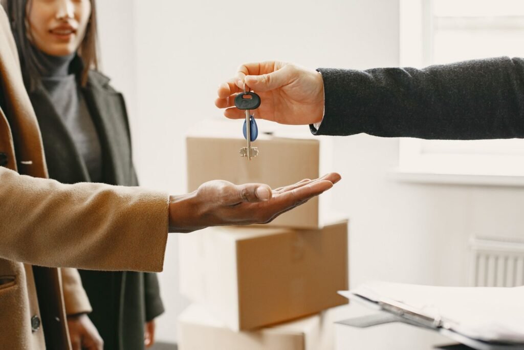 New homeowner receiving keys