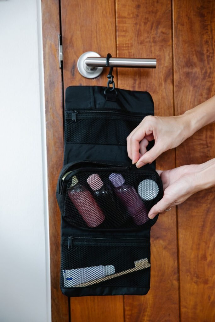 Organised travel toiletries for a short break